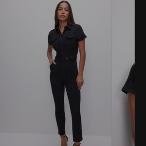 GOOD AMERICAN Fit For Success Black Denim Jumpsuit XL